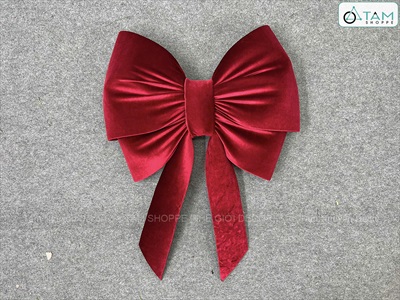 Nơ đỏ vải nhung xịn 4 cánh tiểu thơ cỡ lớn [Đứng form - Nhiều cỡ] PK-NO-11